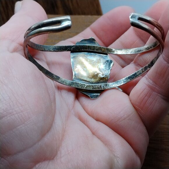 Native Navajo Old Pawn Sleeping Beauty Turquoise Sterling Silver Cuff Bracelet - Picture 5 of 8